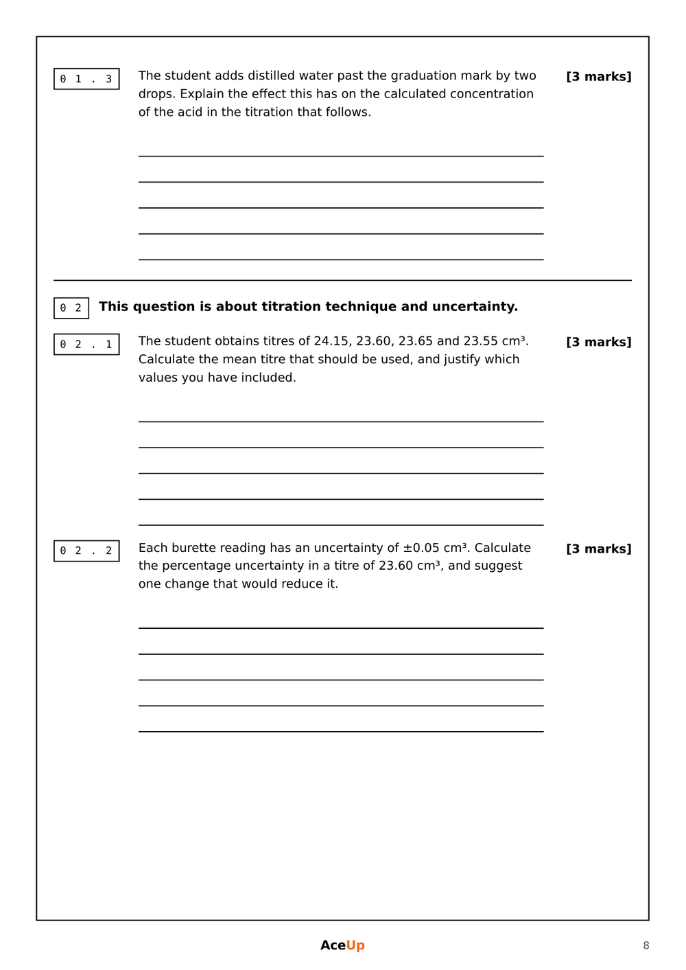 AQA A-Level Chemistry Required Practicals Revision & Exam Pack locked preview page