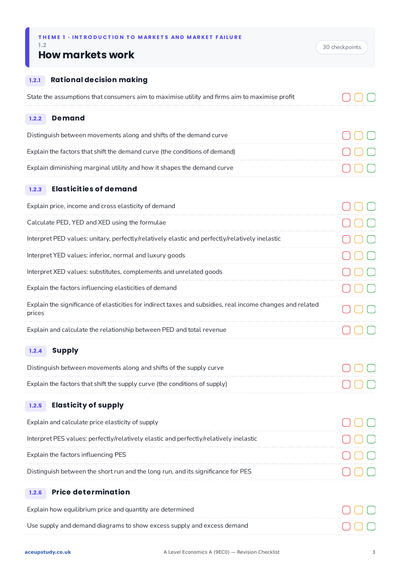 A-level Edexcel Economics Checklist (NEW) preview page 3