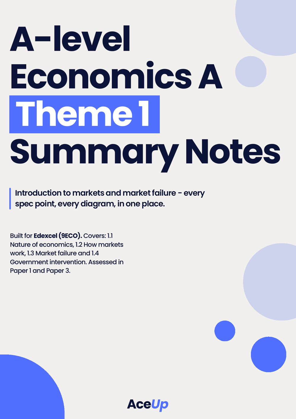 Edexcel A-Level Economics Theme 1 Summary Notes preview page 1