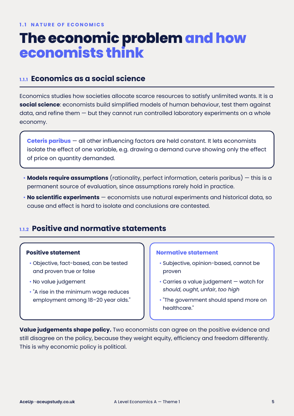Edexcel A-Level Economics Theme 1 Summary Notes preview page 3