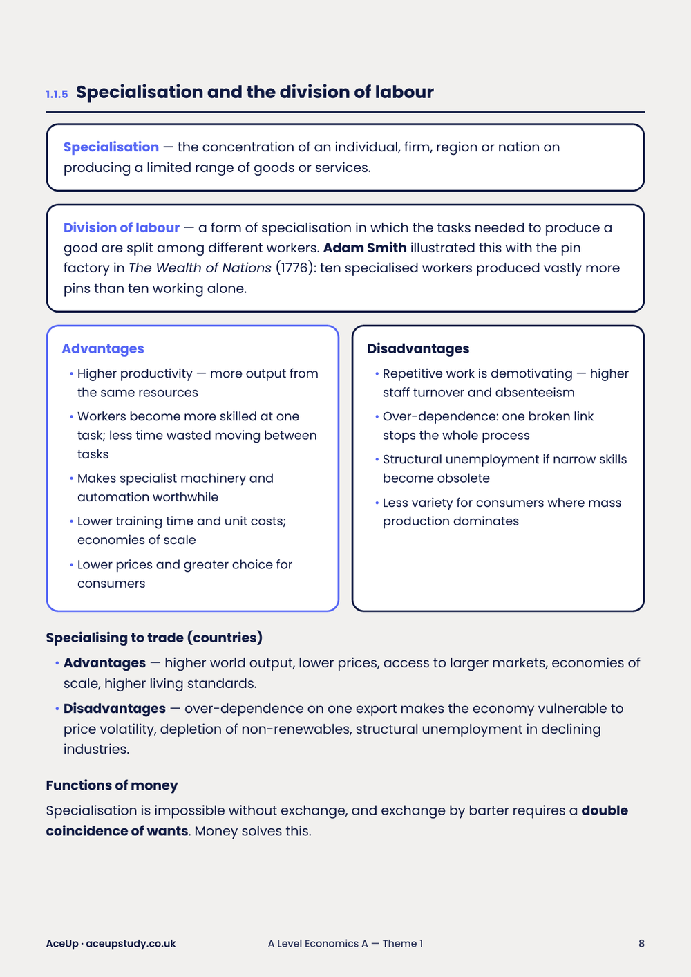 Edexcel A-Level Economics Theme 1 Summary Notes locked preview page