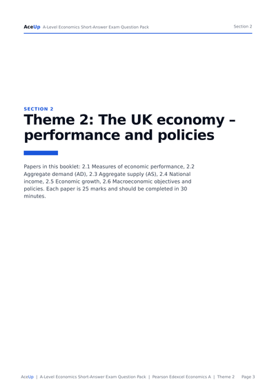 Edexcel A-Level Economics Theme 2 Short-Answer Exam Question Pack preview page 3