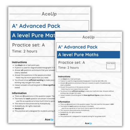 A-Level Edexcel Maths - Aiming for A* Exam Pack (Set A)