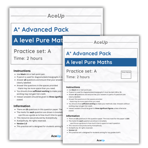 A-Level Edexcel Maths - Aiming for A* Exam Pack (Set A)