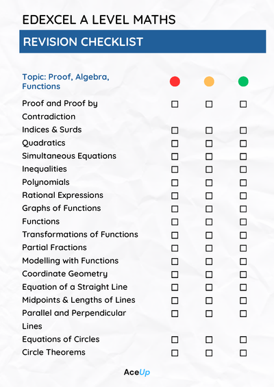 A level Maths Edexcel Revision Checklist (FREE) preview page 1