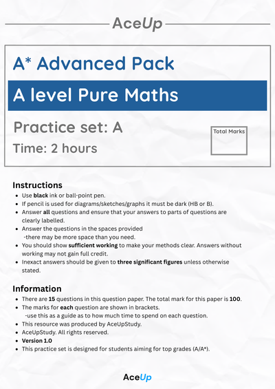 A-Level Edexcel Maths - Aiming for A* Exam Pack (Set A) preview page 1