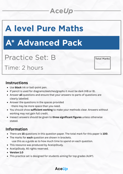 A-Level Edexcel Maths - Aiming for A* Exam Pack (Set B) preview page 1