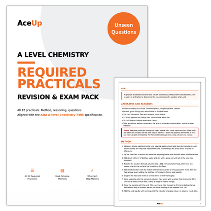 AQA A-Level Chemistry Required Practicals Revision & Exam Pack